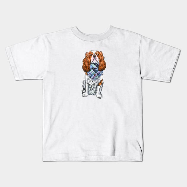 Cavalier King Charles Spaniel - Blenheim Scarf Kids T-Shirt by jollyinu